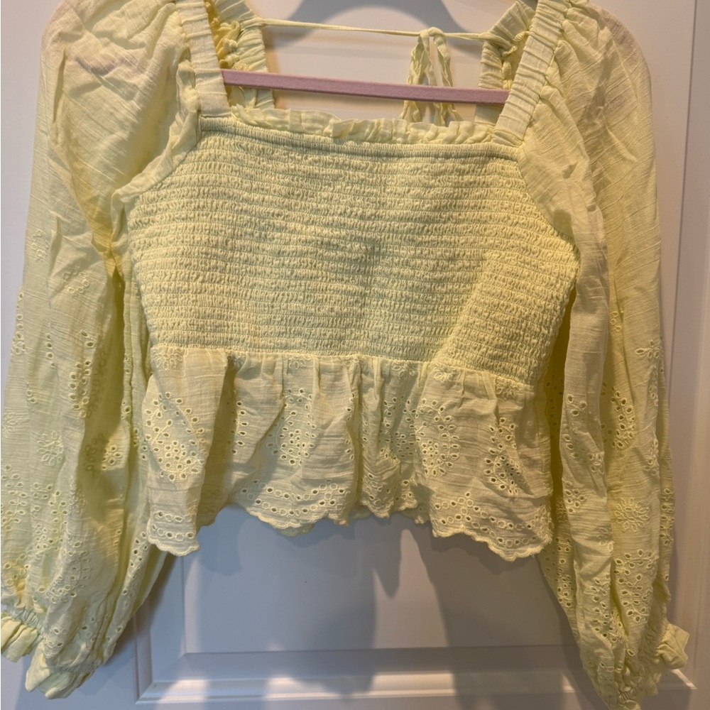 Yellow Smocked Women's Top